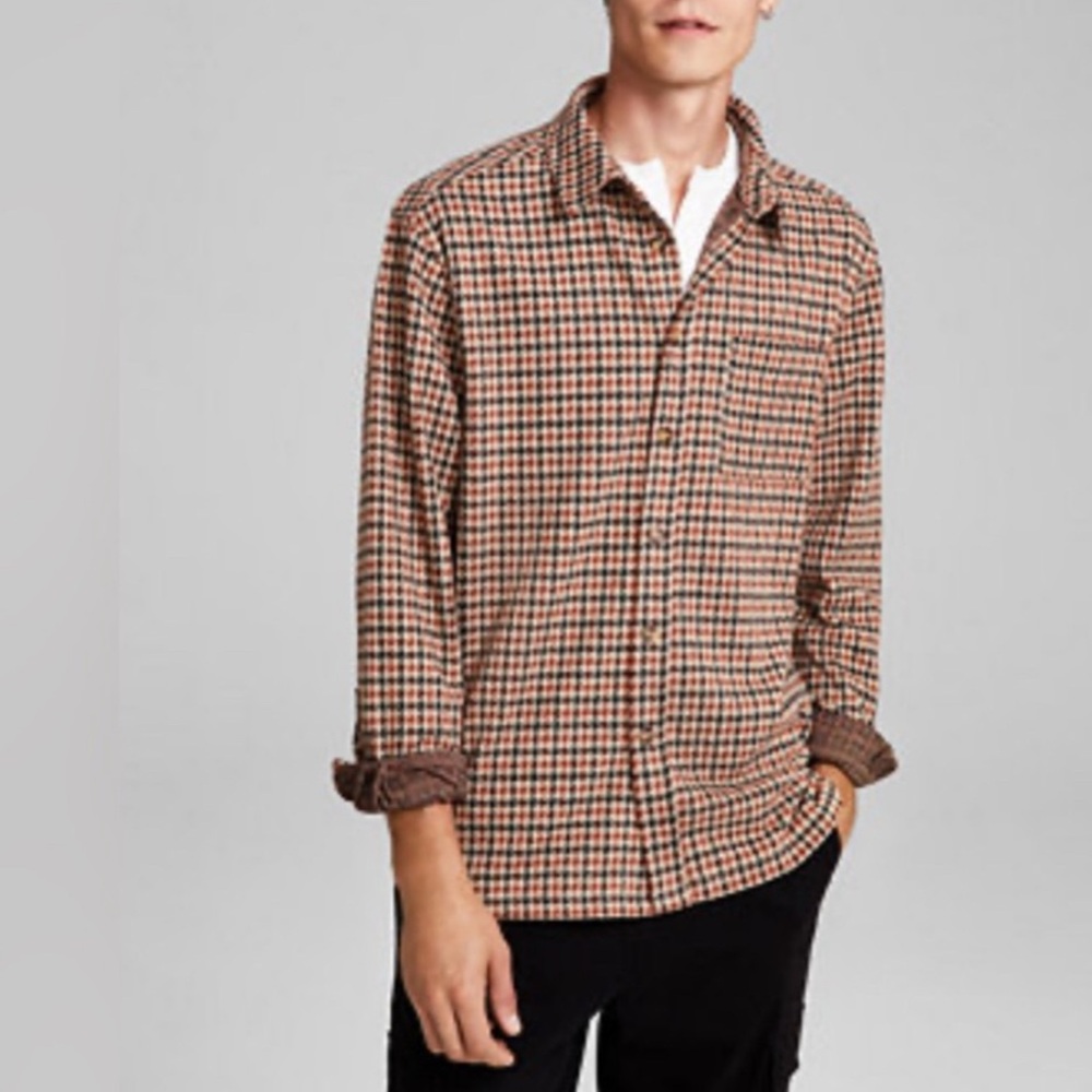 And Now This | Men's Regular-Fit Houndstooth Button-Down Shirt Size M
